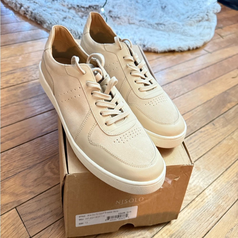 NIB Nisolo Bria Women's Cream Leather Sneakers